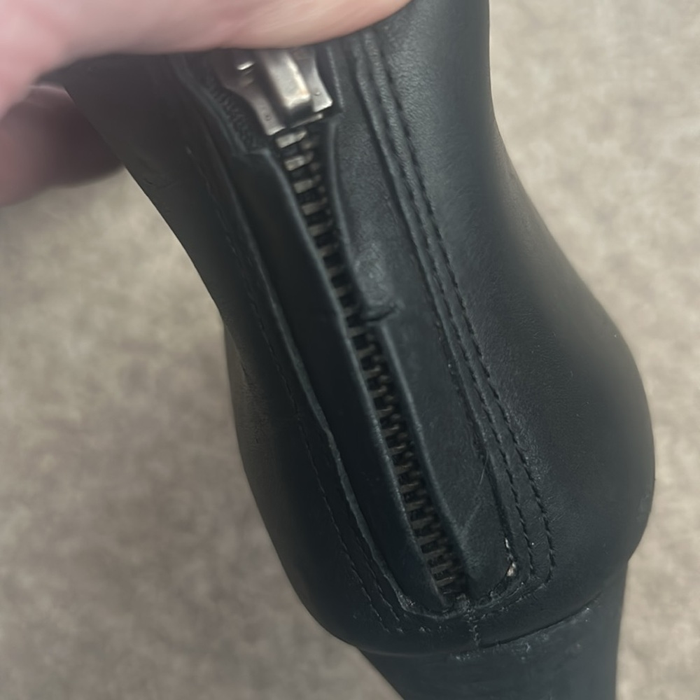 Madewell Black Leather Stacked Heel Bootie Sz 7 - Picture 10 of 10